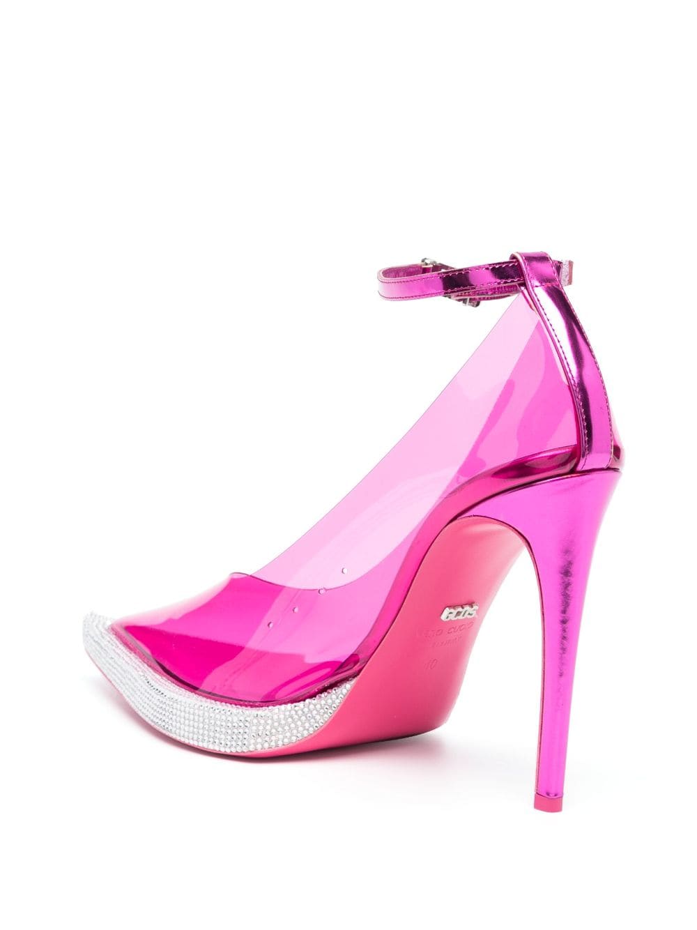 Shop Gcds 130mm Transparent Pointed-toe Pumps In Pink