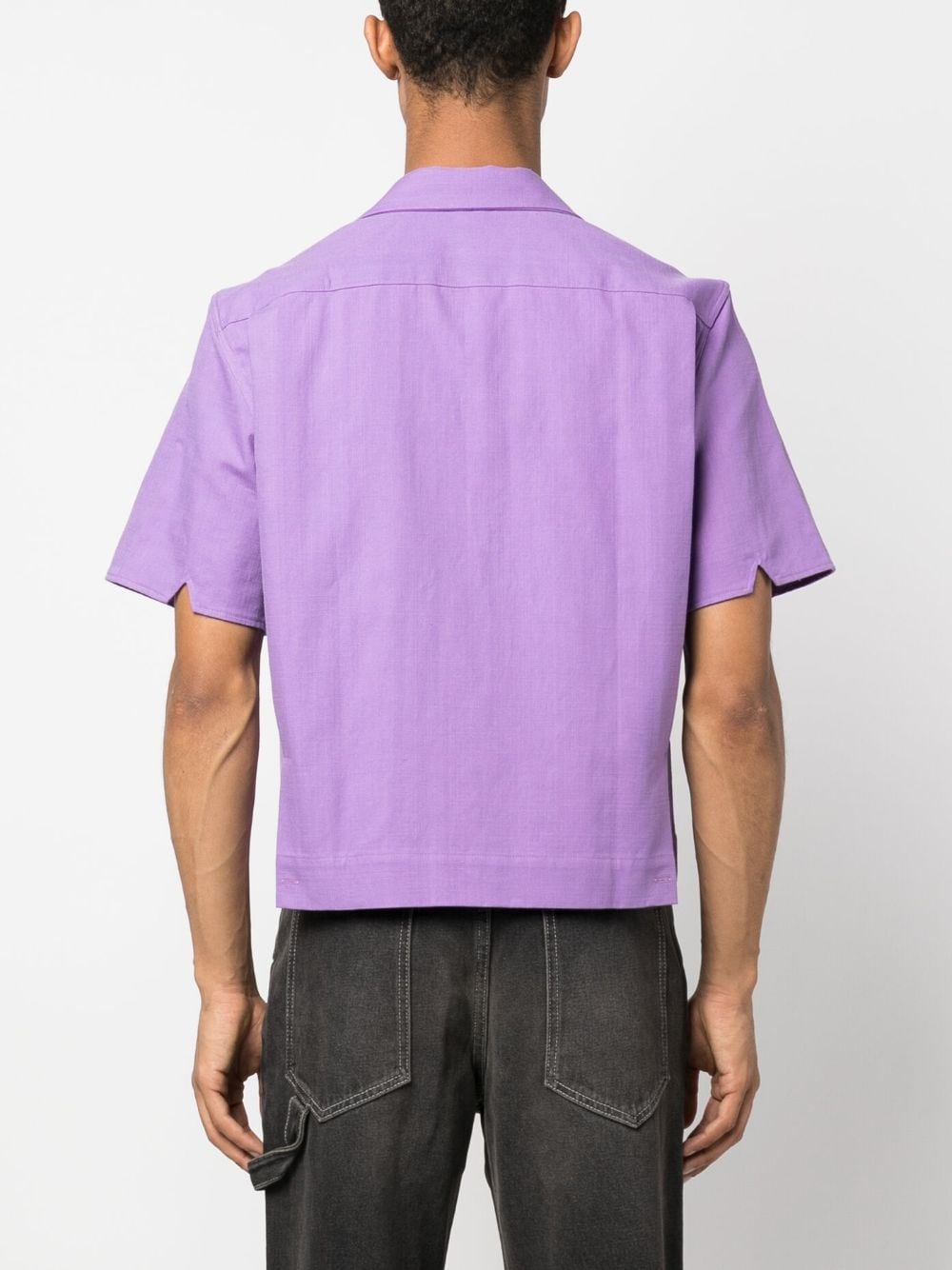 Shop Winnie Ny Notched-collar Short-sleeve Shirt In Violett