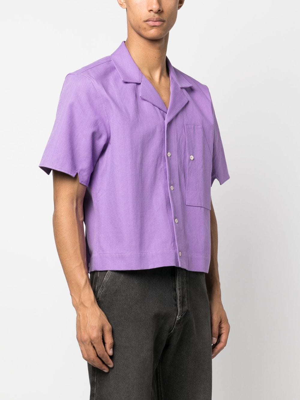 Shop Winnie Ny Notched-collar Short-sleeve Shirt In Violett
