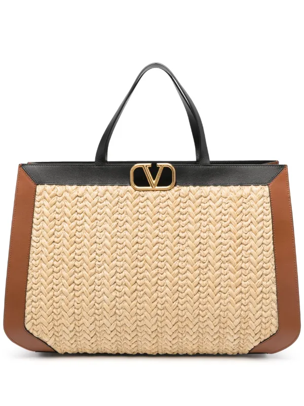 Valentino raffia tote online bag