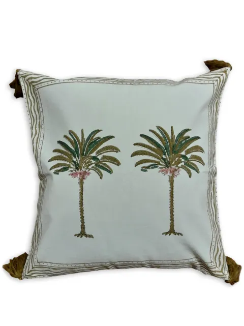 Les-Ottomans Palms hand-printed cushion