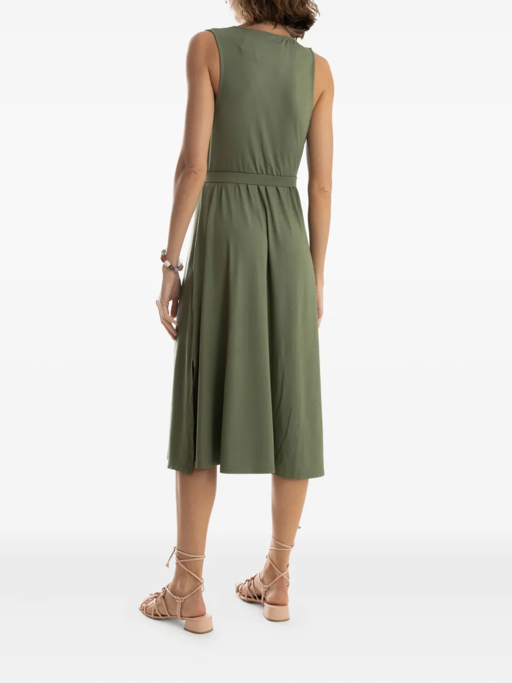 Lygia & Nanny Belted Wrap Midi Day Dress In Green