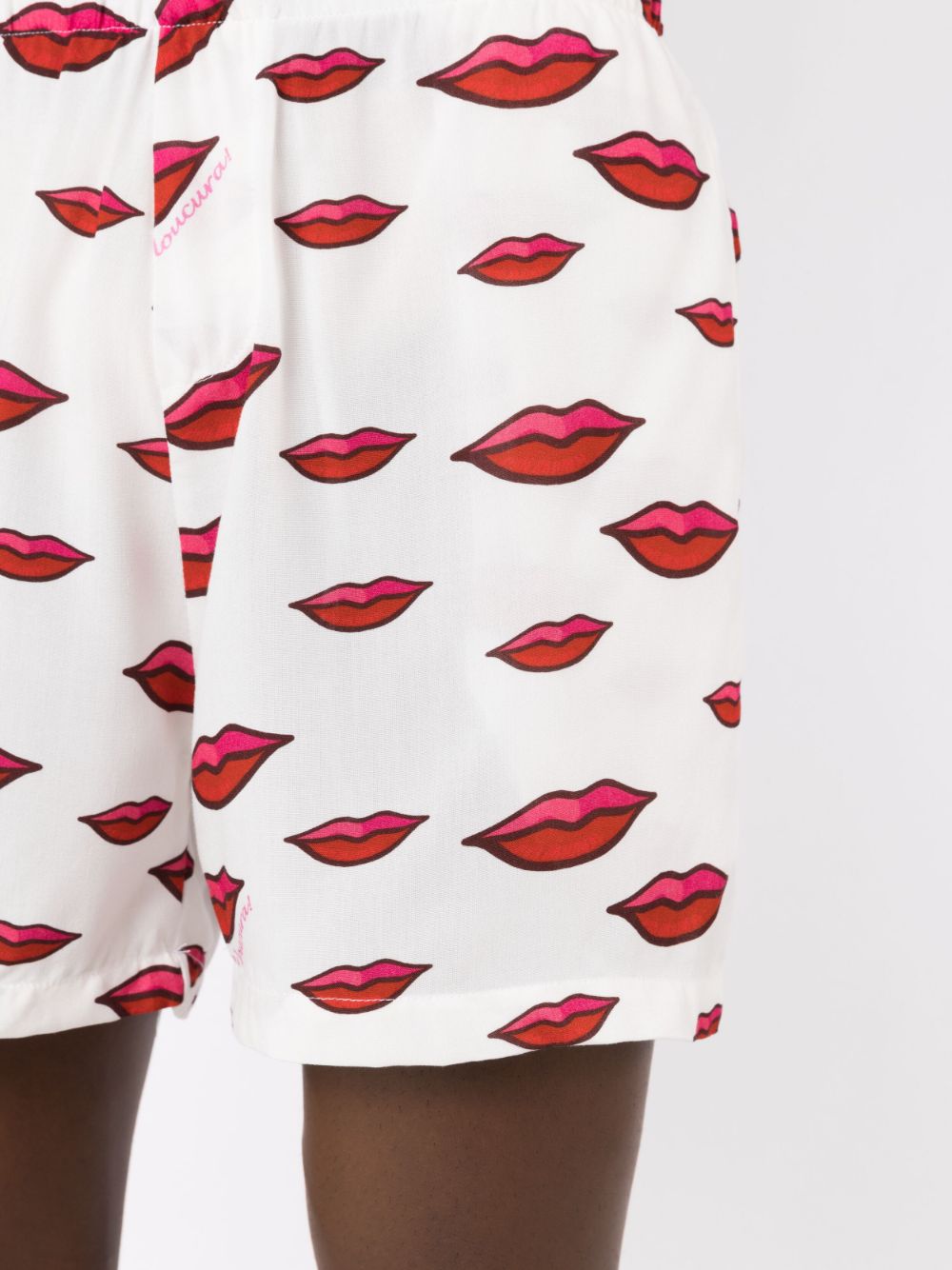 Shop Amir Slama Lips-print Cotton Shorts In Multicolour