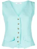 Gimaguas buttoned cotton-linen blend vest - Green