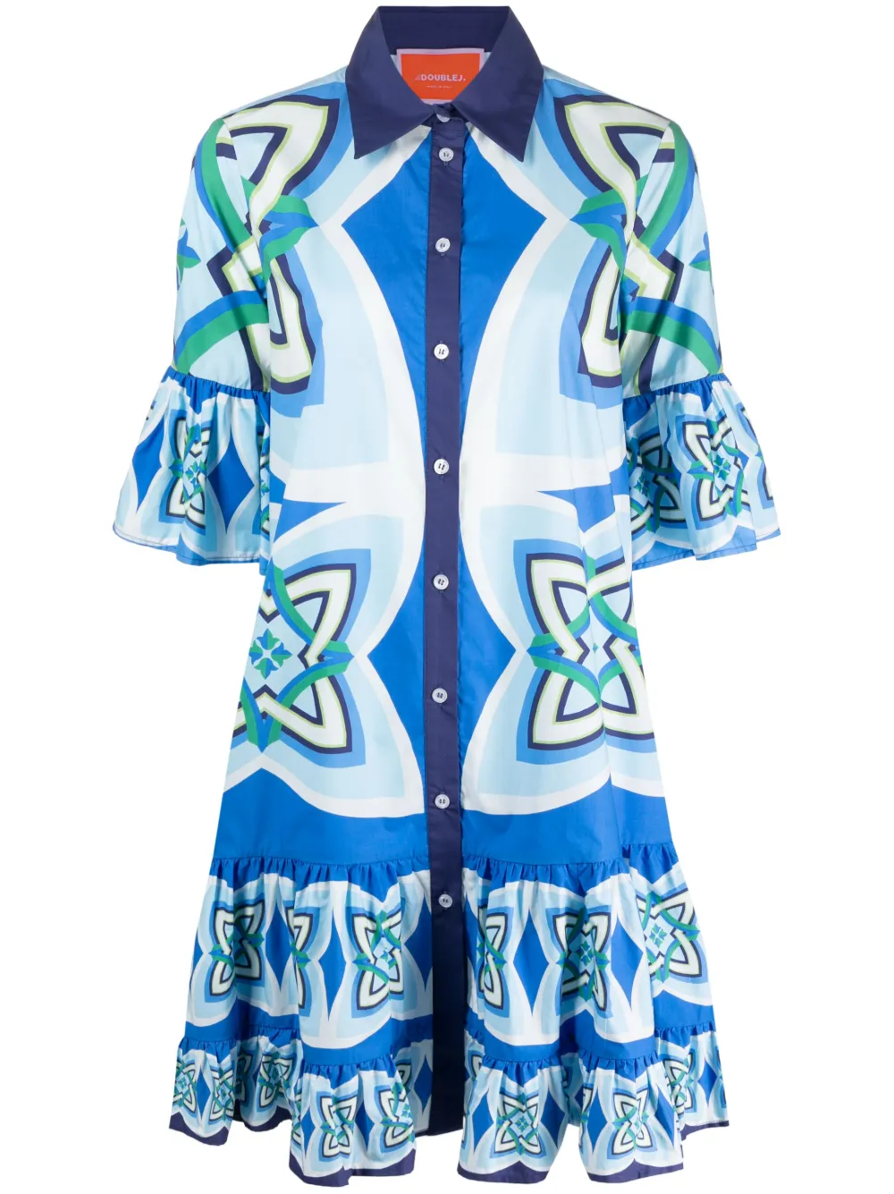 La DoubleJ Choux Ruffled Printed cotton-poplin Mini Shirt Dress - Farfetch