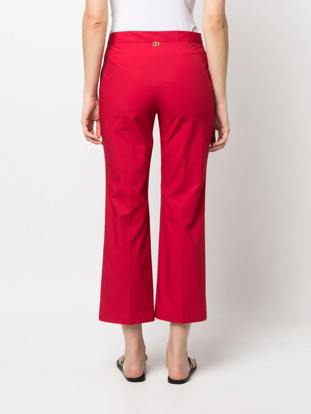 Twinset Cropped Tailored Trousers In Red