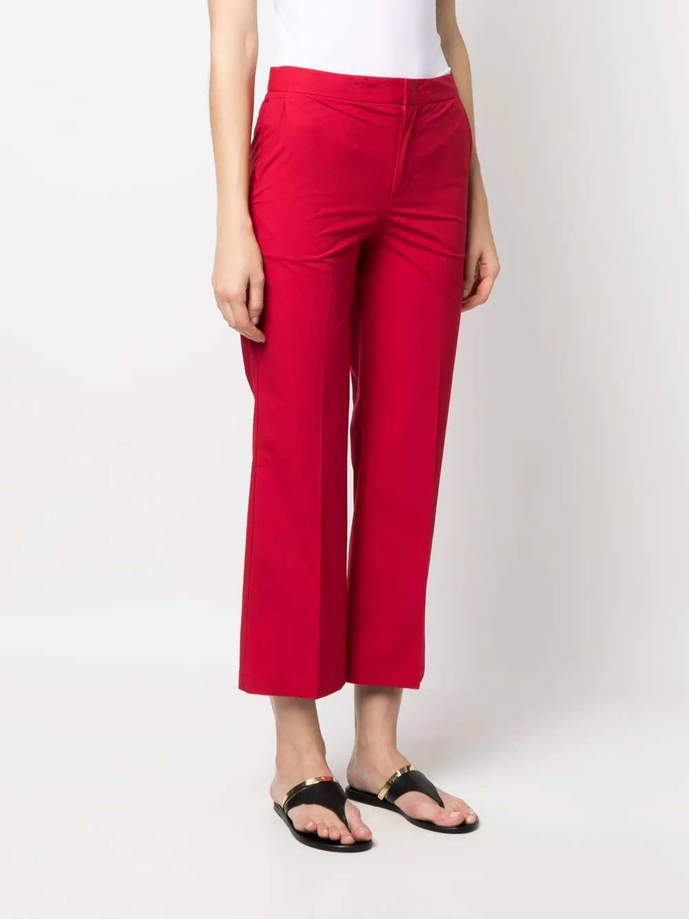 Twinset Cropped Tailored Trousers In Red