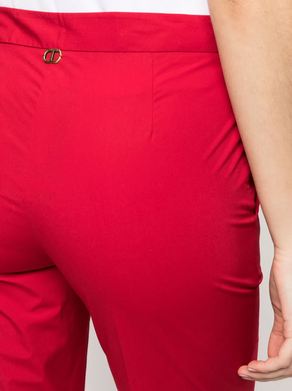 Twinset Cropped Tailored Trousers In Red