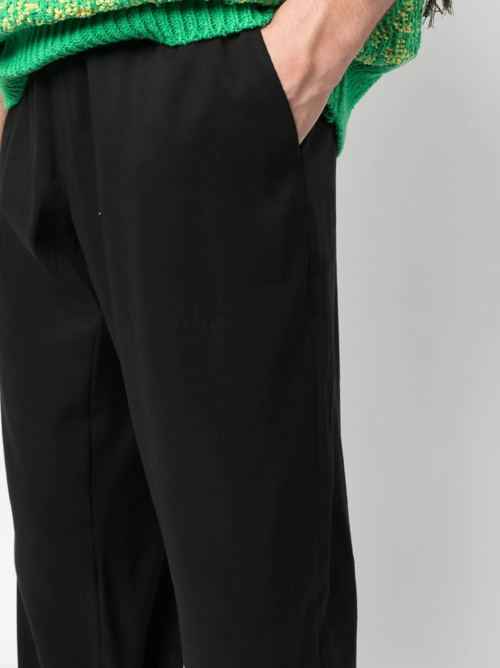 Shop Msgm Elasticated-waist Straight-leg Trousers In Schwarz