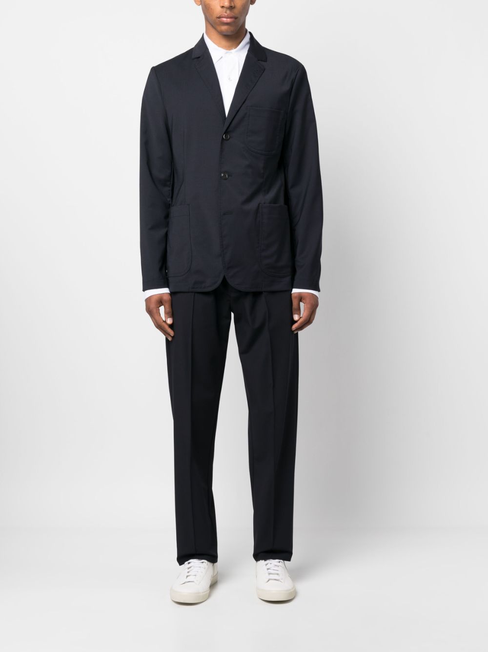 Shop Aspesi Notched-lapels Single-breasted Blazer In Blue