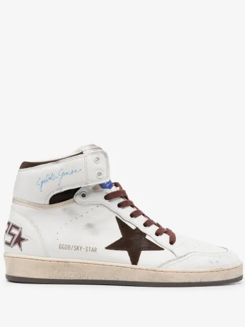 Golden Goose Sky-Star trainers in white nappa leather with a chocolate suede star
