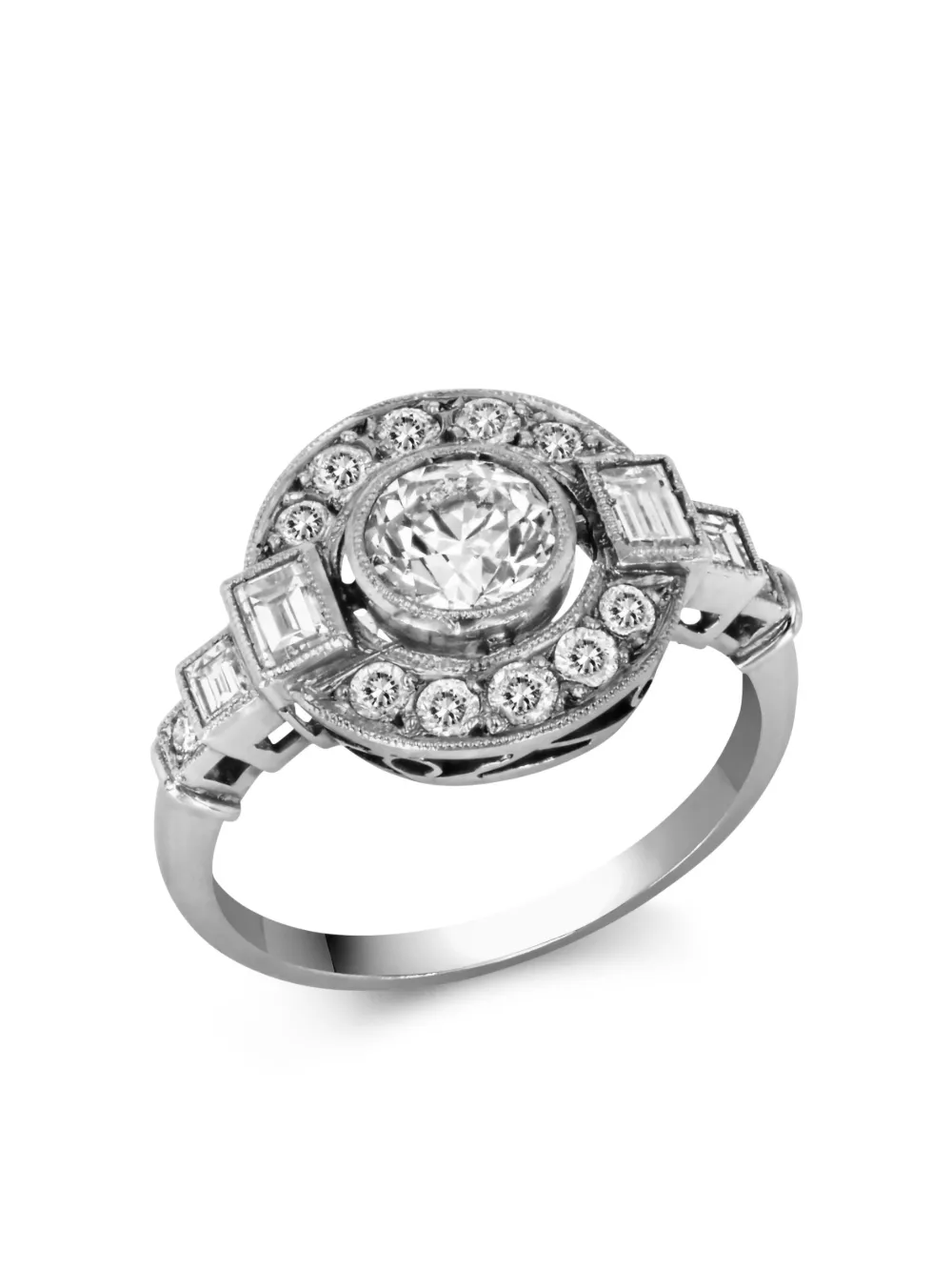 Pre-owned Pragnell Vintage 1911-1940 Platinum Target Diamond Ring In Silver