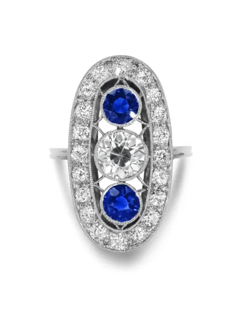 Pragnell Vintage 18K gold and platinum sapphire diamond cocktail ring