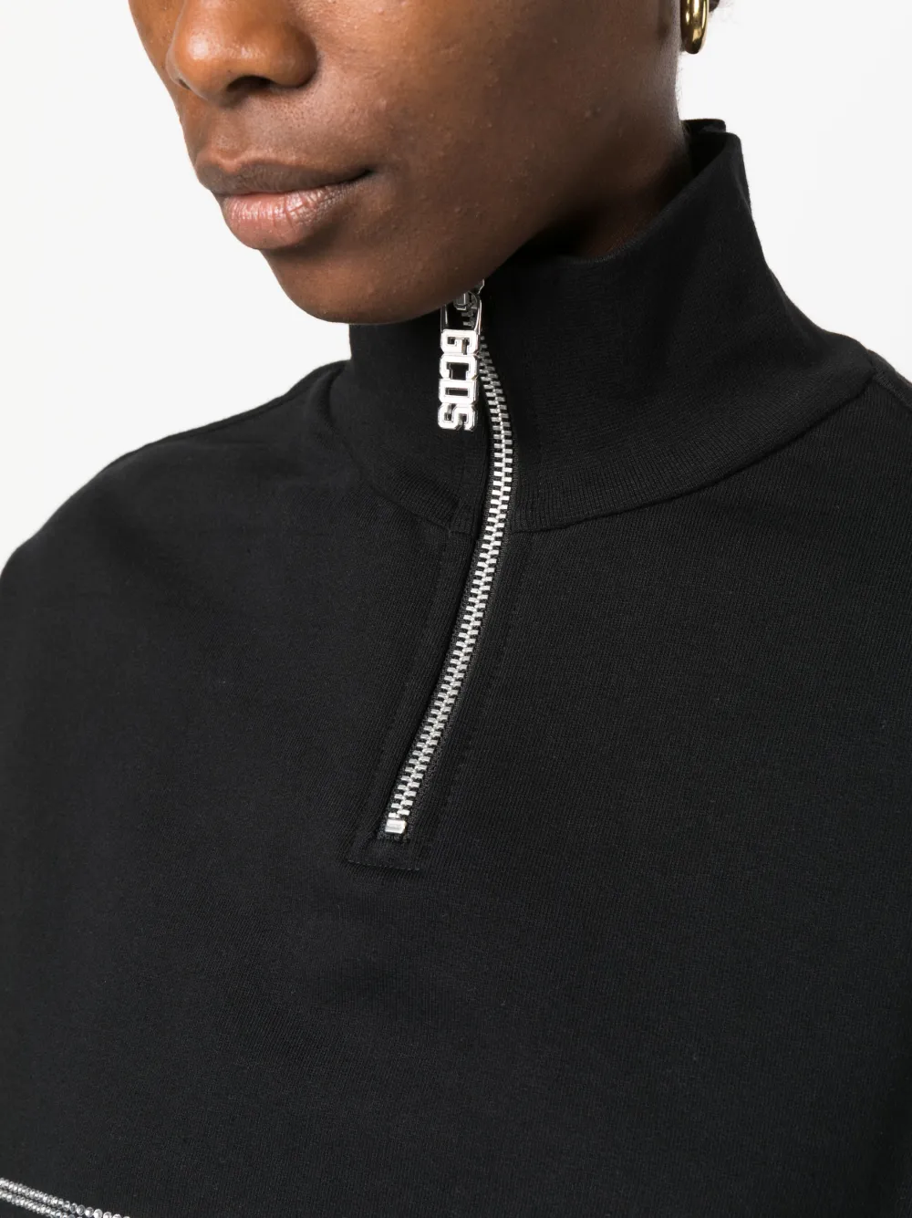 Gcds Rhinestone-embellished Cropped Sweatshirt In 黑色