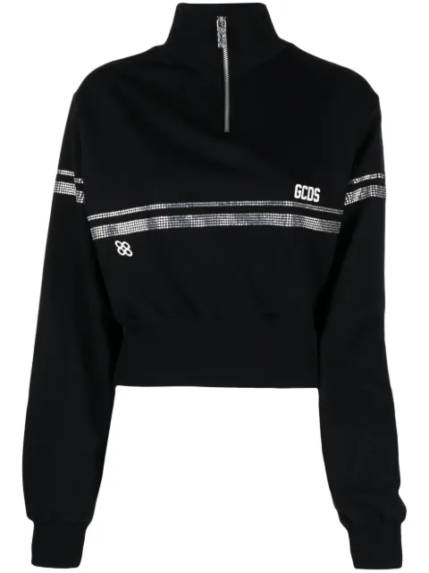 GCDS rhinestone-embellished cropped sweatshirt