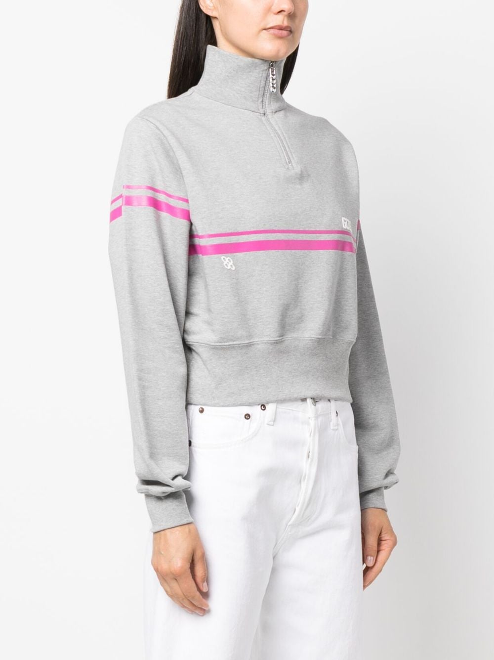 Shop Gcds Half-zip Sweatshirt In Grey