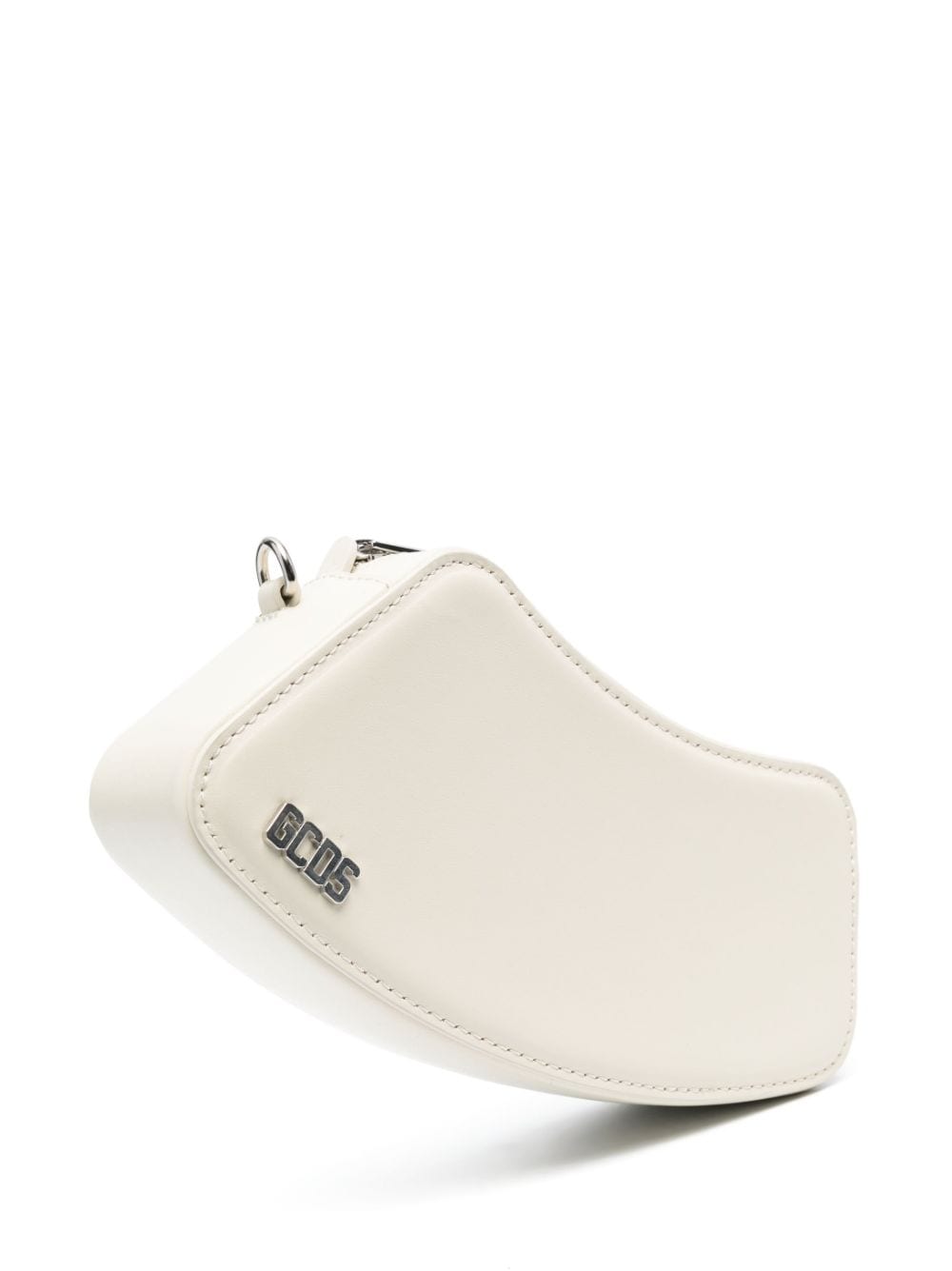 Shop Gcds Small Comma Leather Crossbody Bag In Neutrals