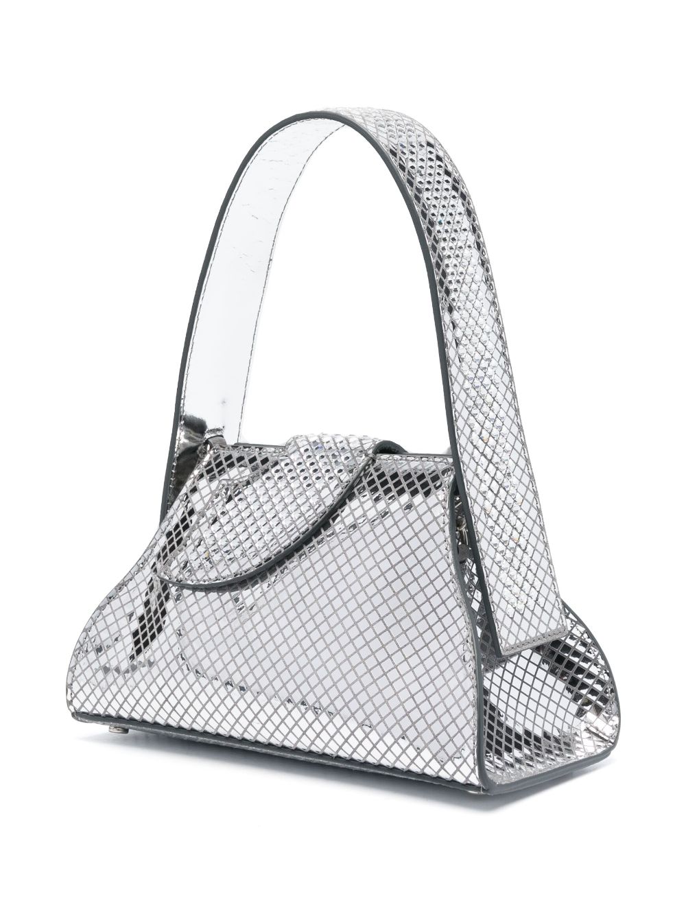 Shop Gcds Small Comma Metallic Leather Bag In Silver