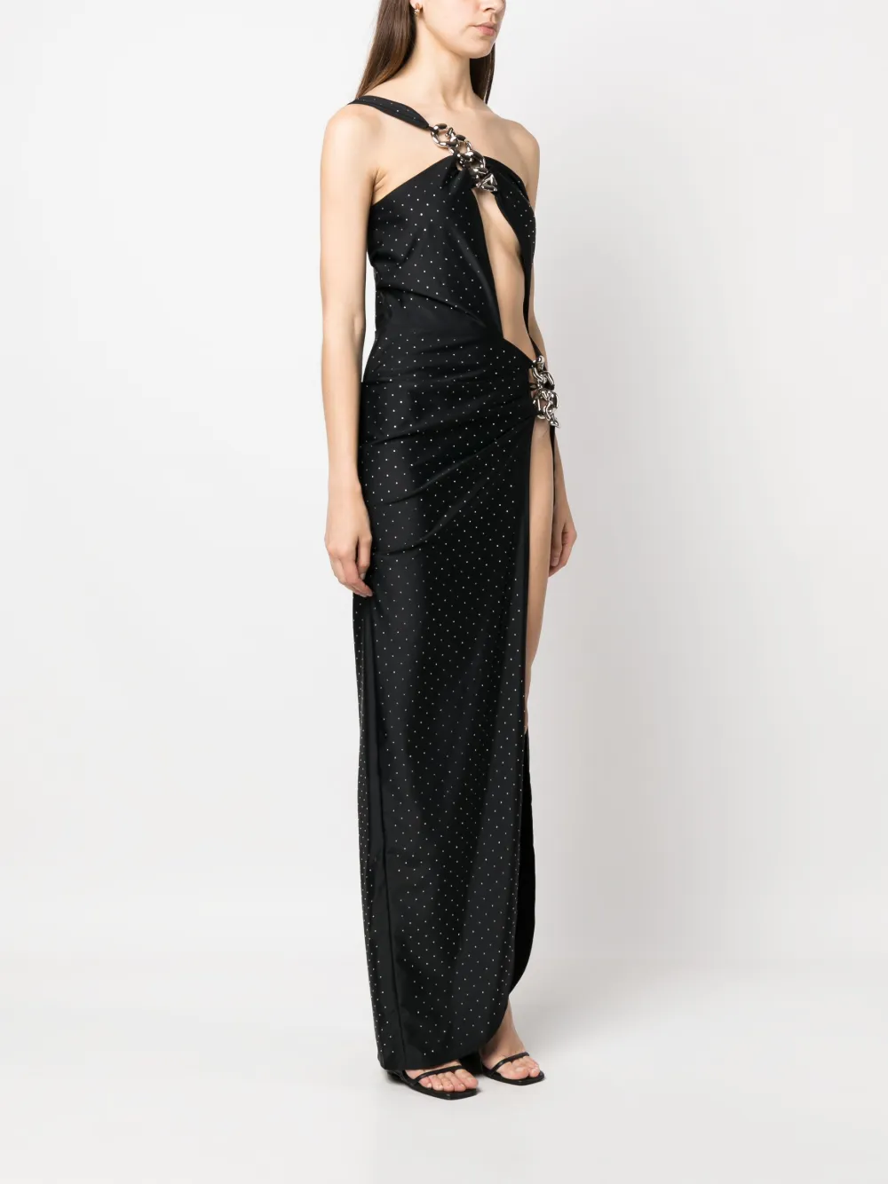 Shop Gcds Bling Chain Long Dress In Schwarz