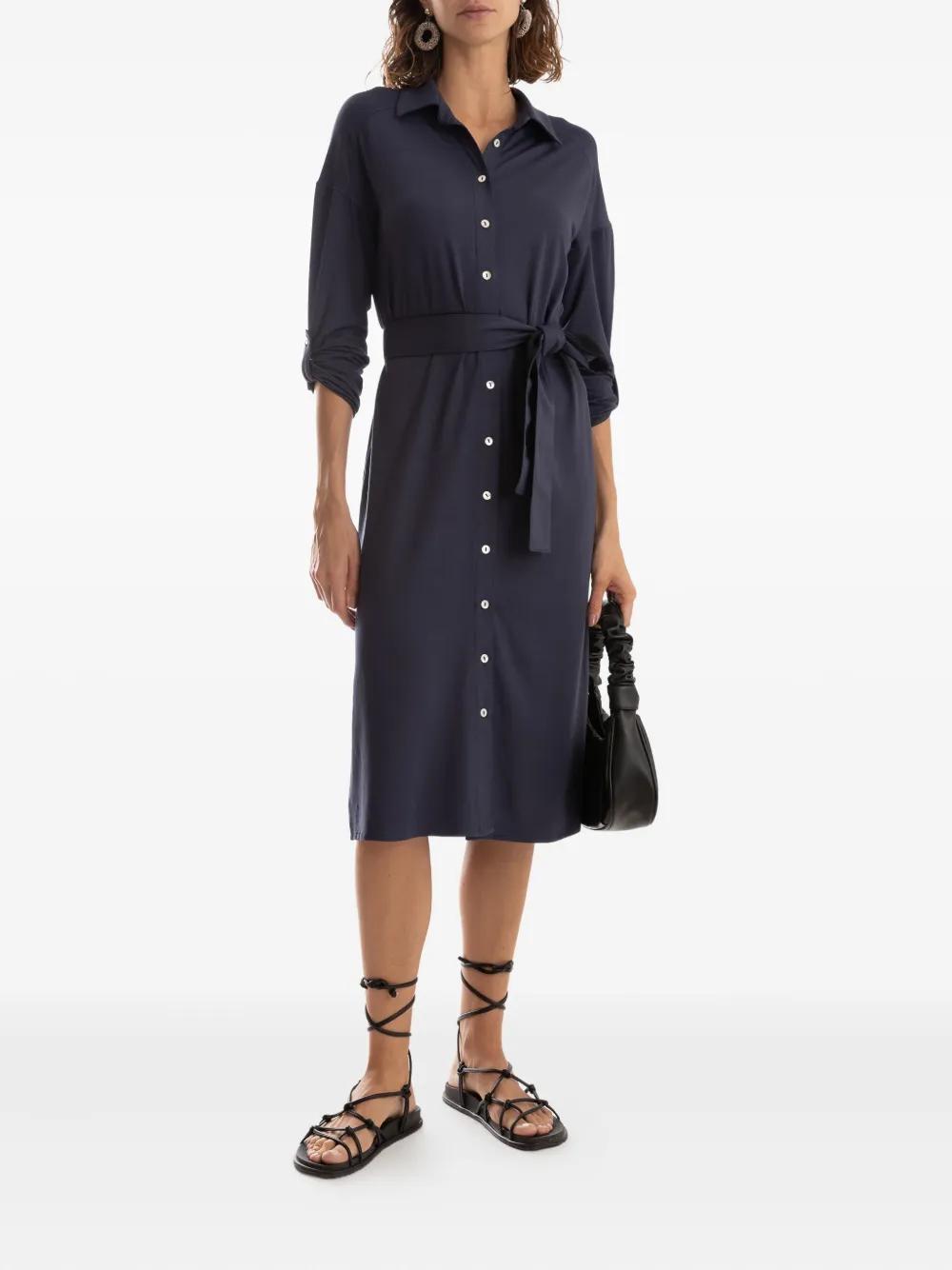 Lygia & Nanny belted shirt midi day dress | Blue | Image 1