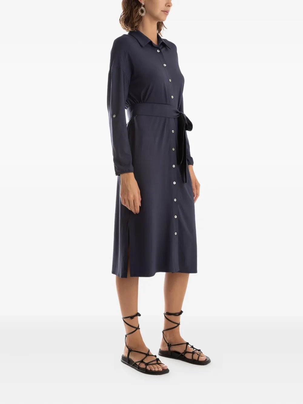 Lygia & Nanny belted shirt midi day dress - Blauw