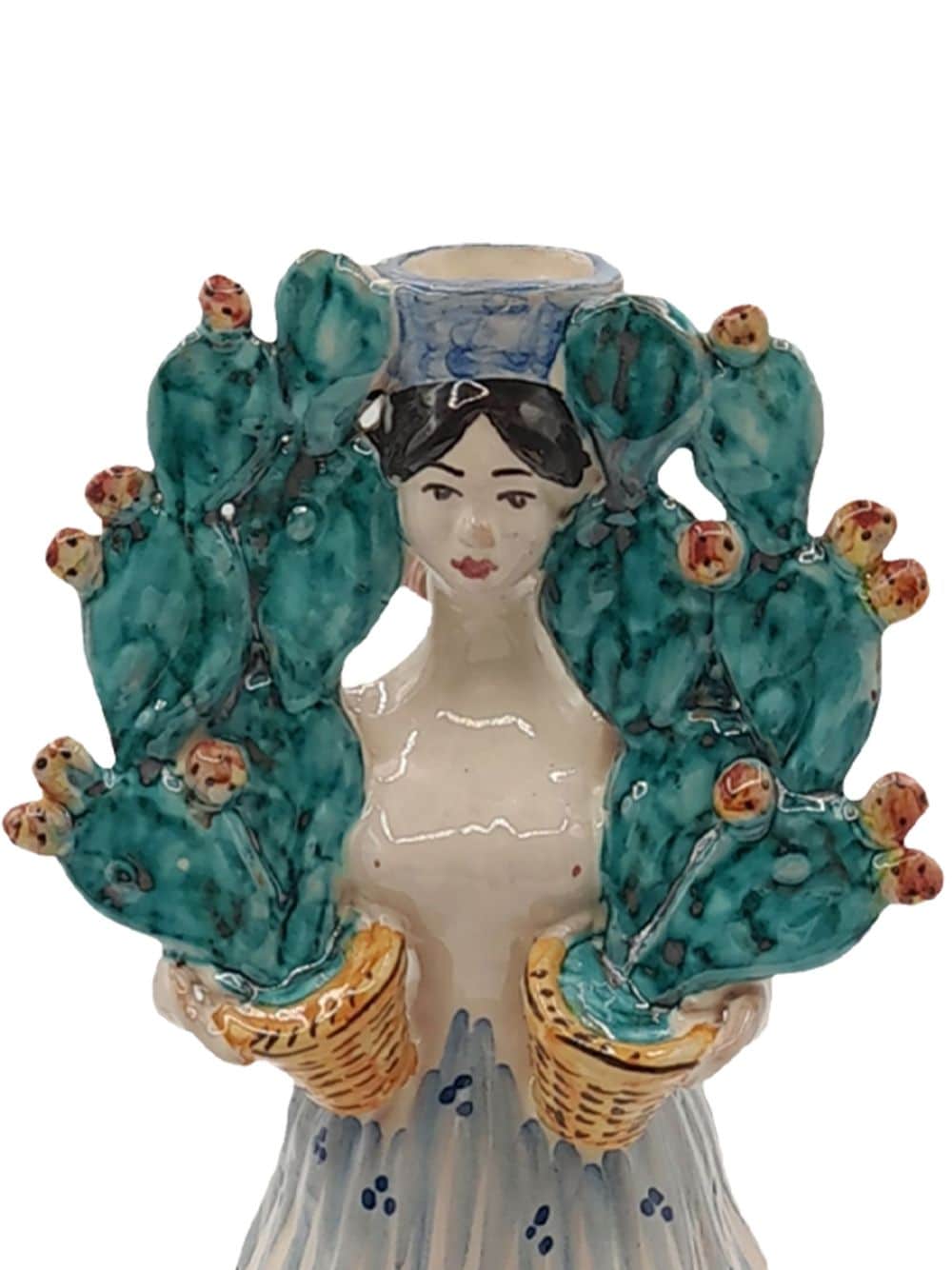 Shop Les-ottomans Cactus Woman Porcelain Candle Holder In Multicolour