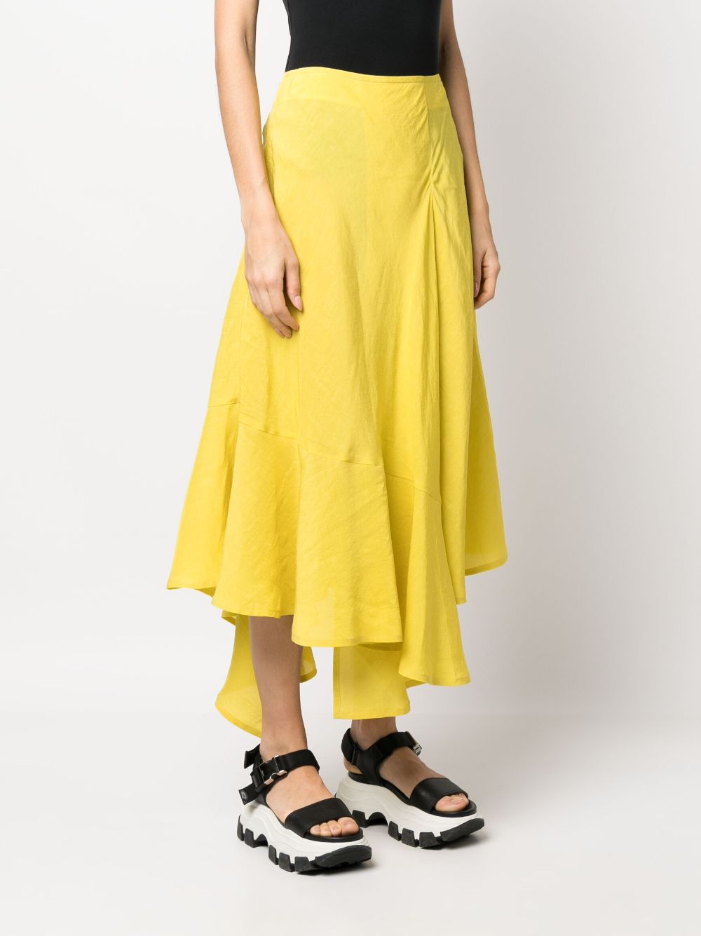 Shop Colville Asymmetric Draped Midi Skirt In Yellow