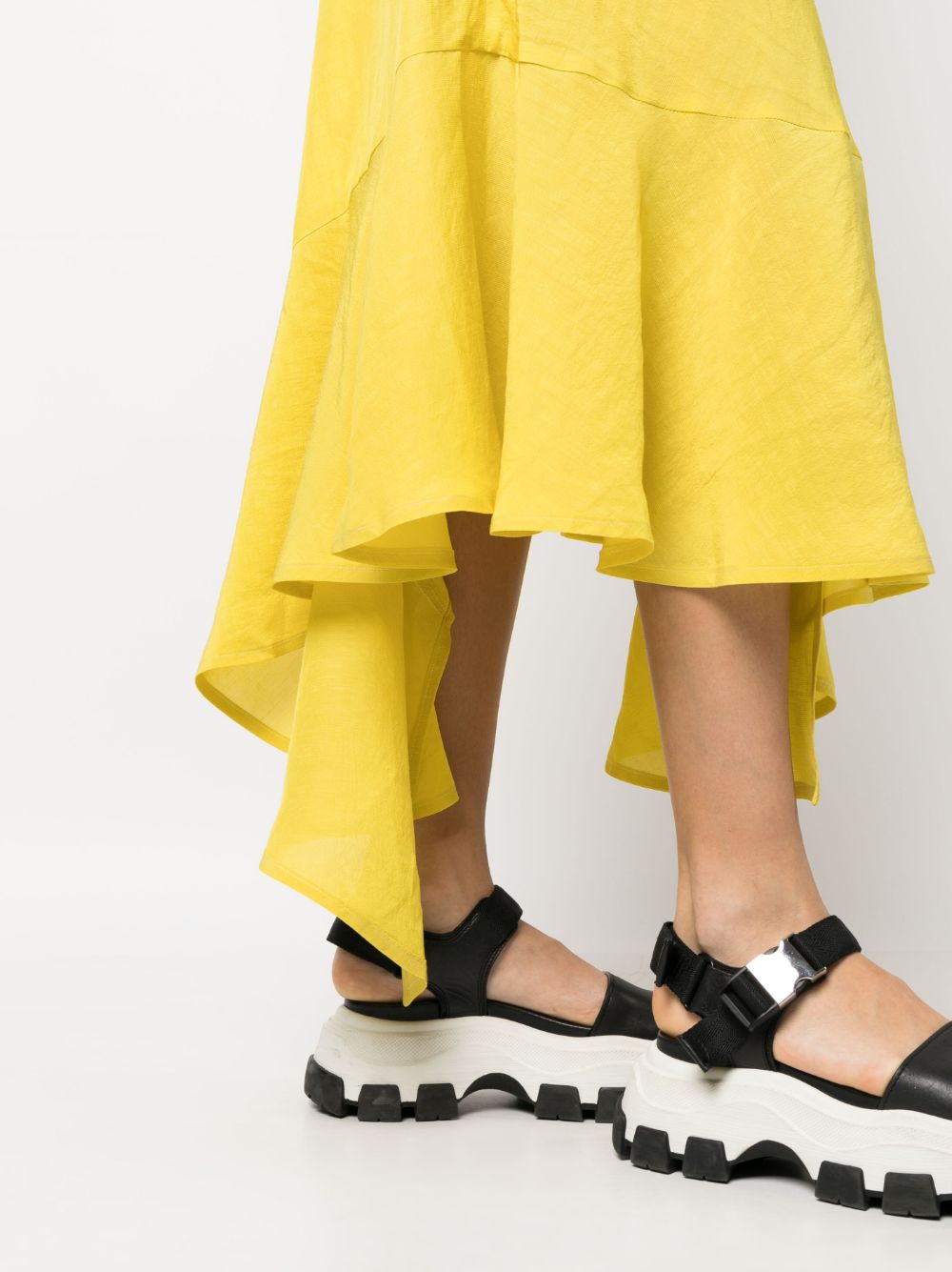 Shop Colville Asymmetric Draped Midi Skirt In Yellow