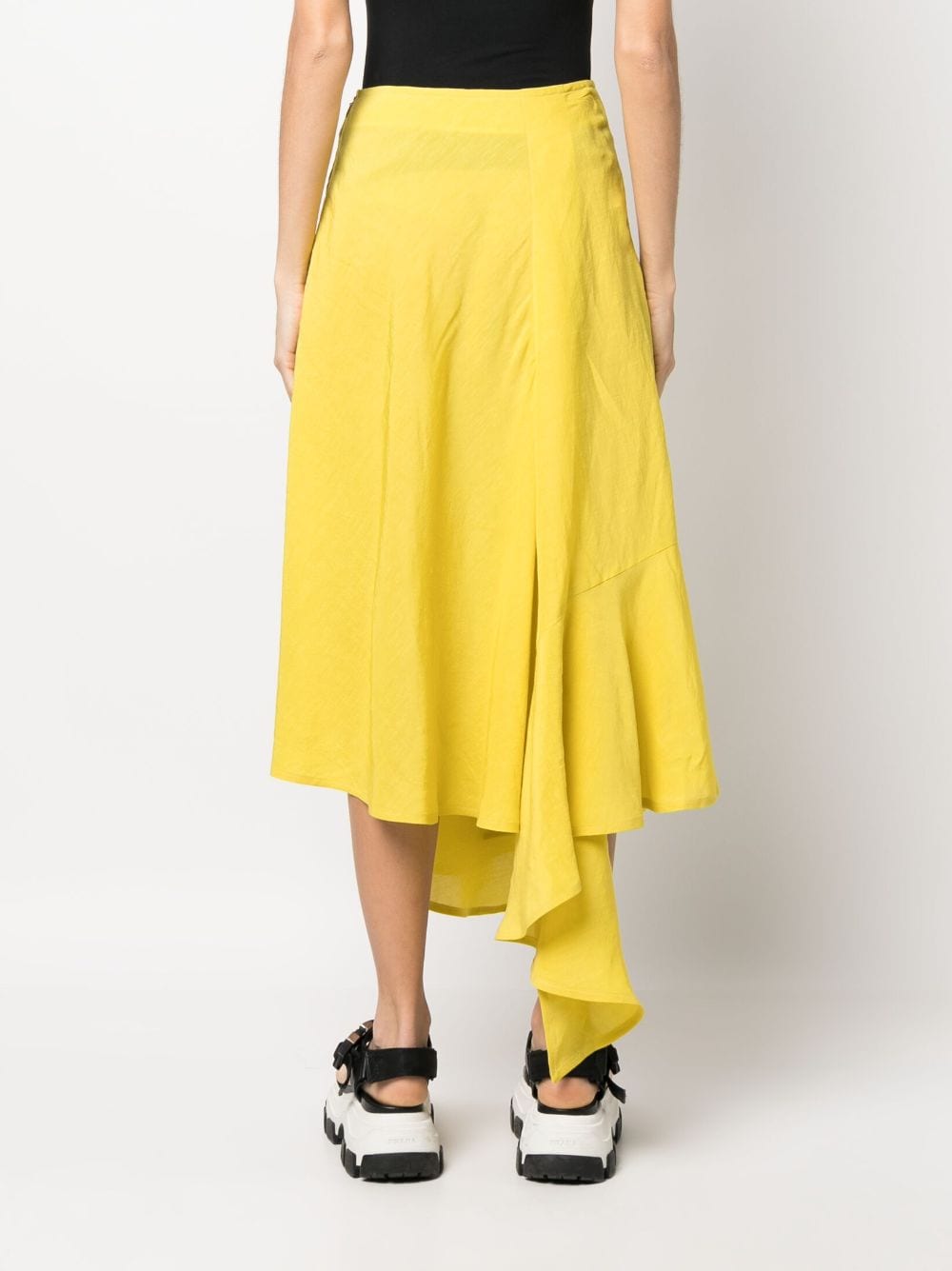 Shop Colville Asymmetric Draped Midi Skirt In Yellow