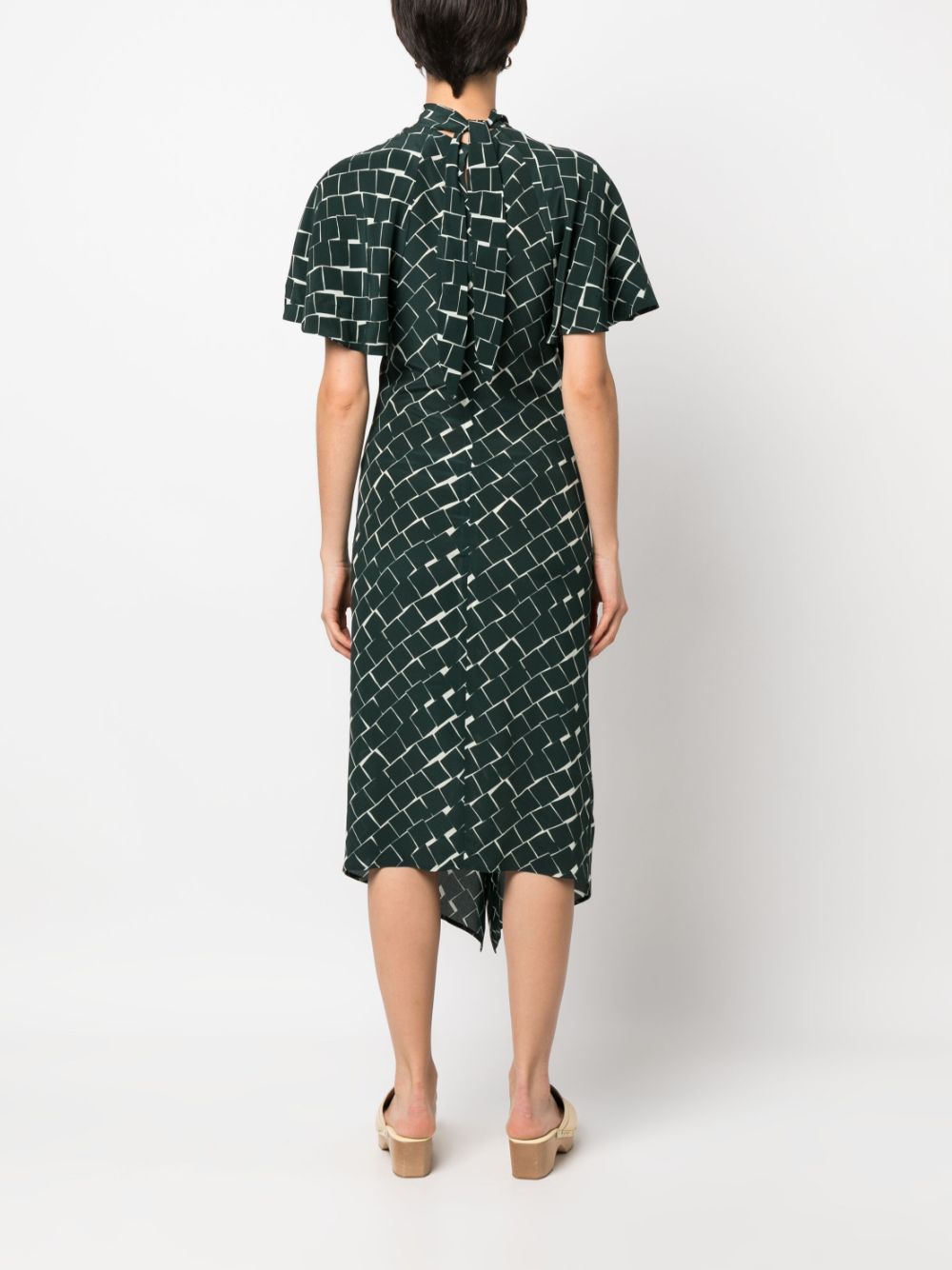 Colville geometric-print Draped Silk Dress - Farfetch