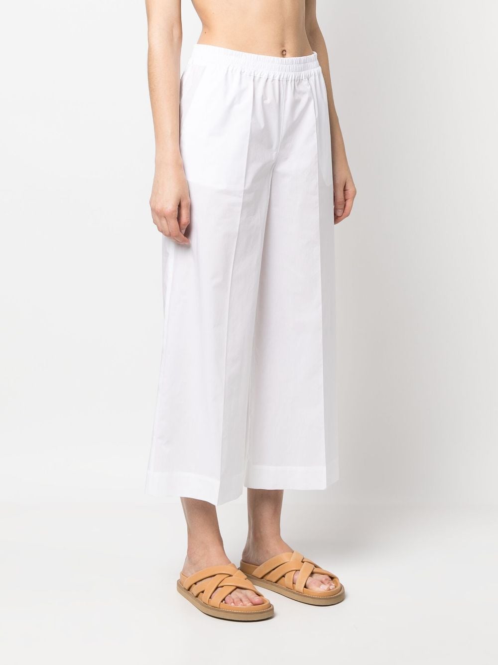 Shop P.a.r.o.s.h Wide-leg Cotton Cropped Trousers In White