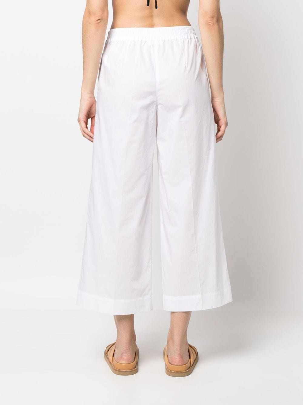 Shop P.a.r.o.s.h Wide-leg Cotton Cropped Trousers In White