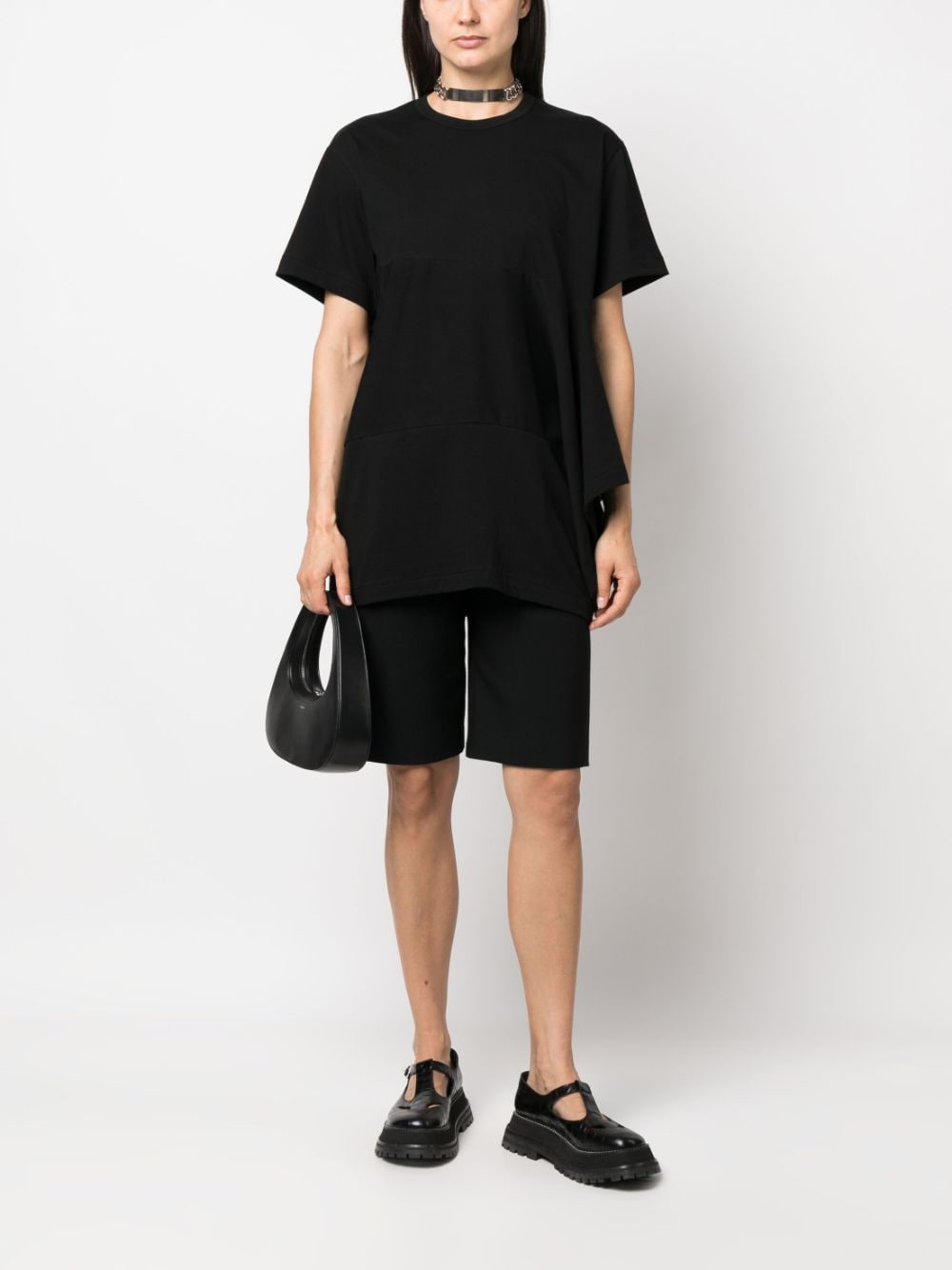 Shop Comme Des Garçons Draped-detail Cotton T-shirt In Black