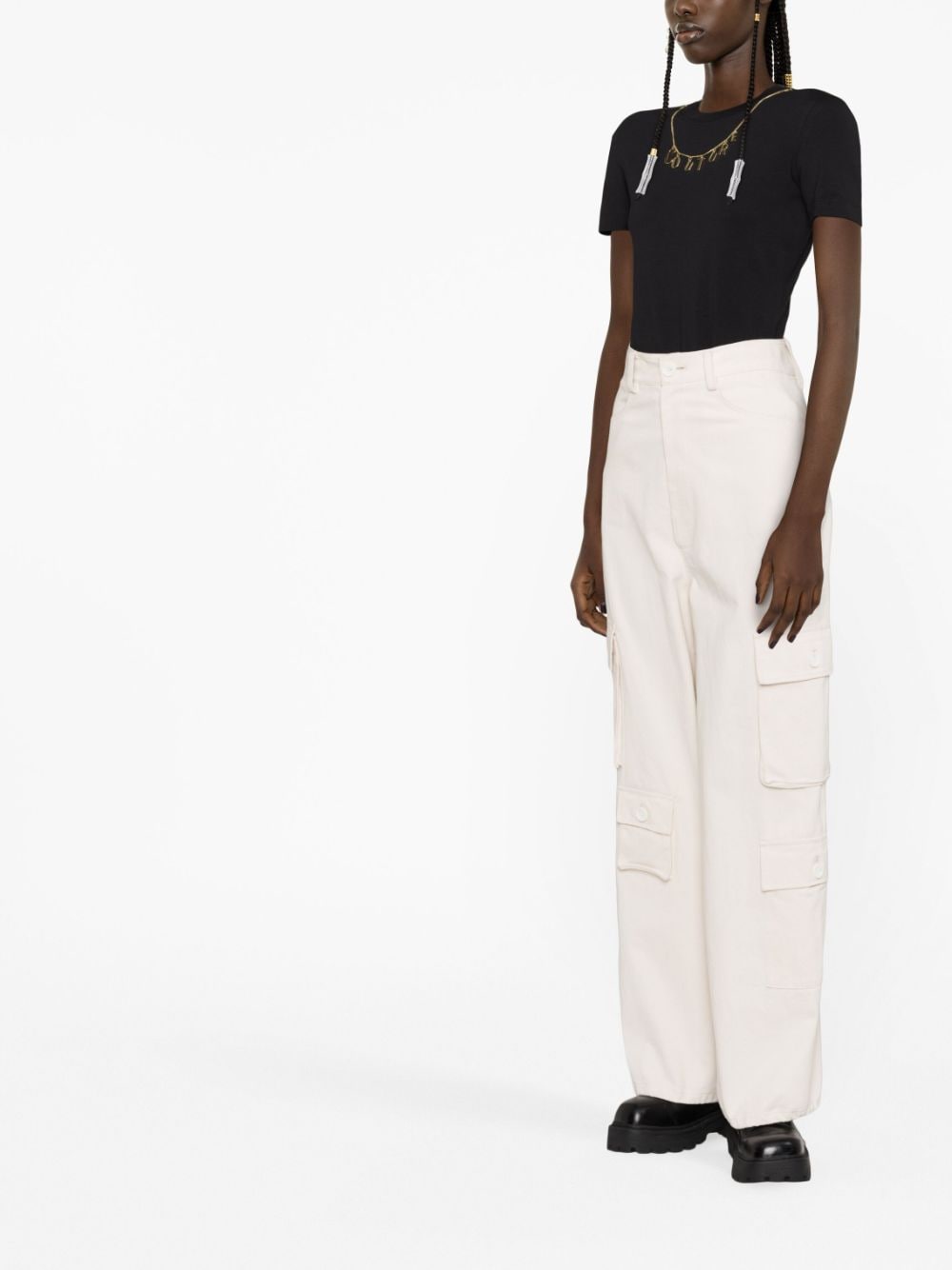 Shop Versace Jeans Couture Short-sleeve Cotton T-shirt In Schwarz