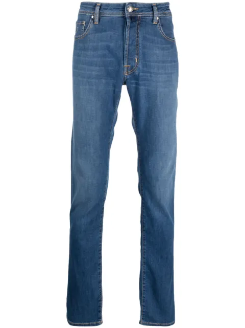 mid-rise straight-leg jeans