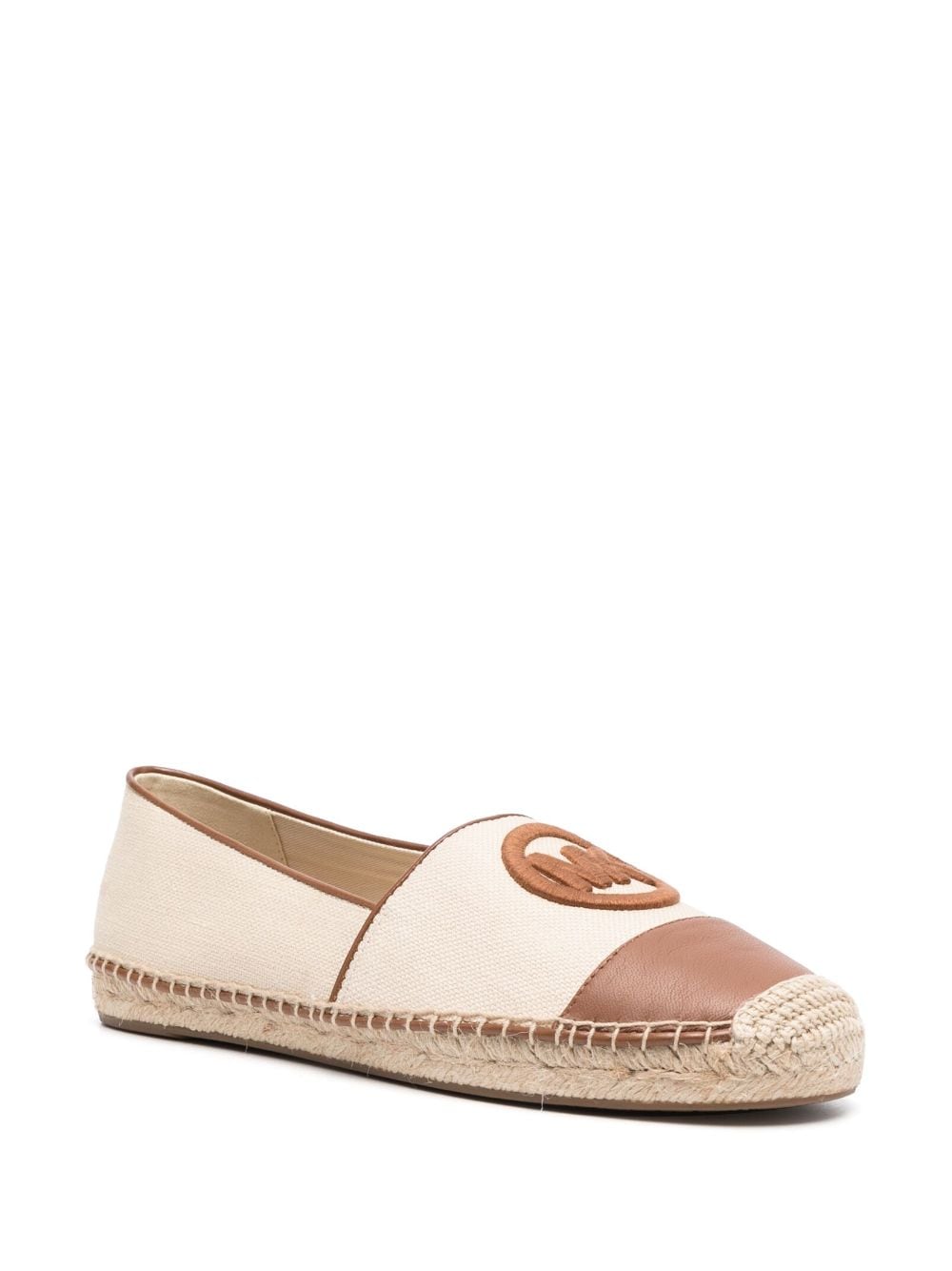 Shop Michael Michael Kors Logo-embroidered Round-toe Espadrilles In Nude
