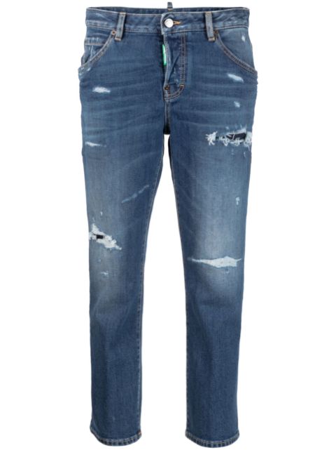 DSQUARED2 distressed slim-fit cropped jeans Women