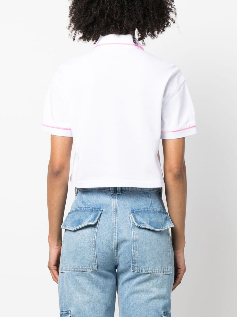 Shop Chiara Ferragni Cropped Polo Shirt In Weiss