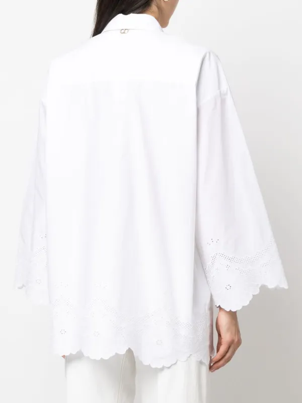 TWINSET 売れ筋商品|||ツインセット シャツ トップス レディース Shirts White Poplin shirt with lace Woman, White | TWINSET Milano