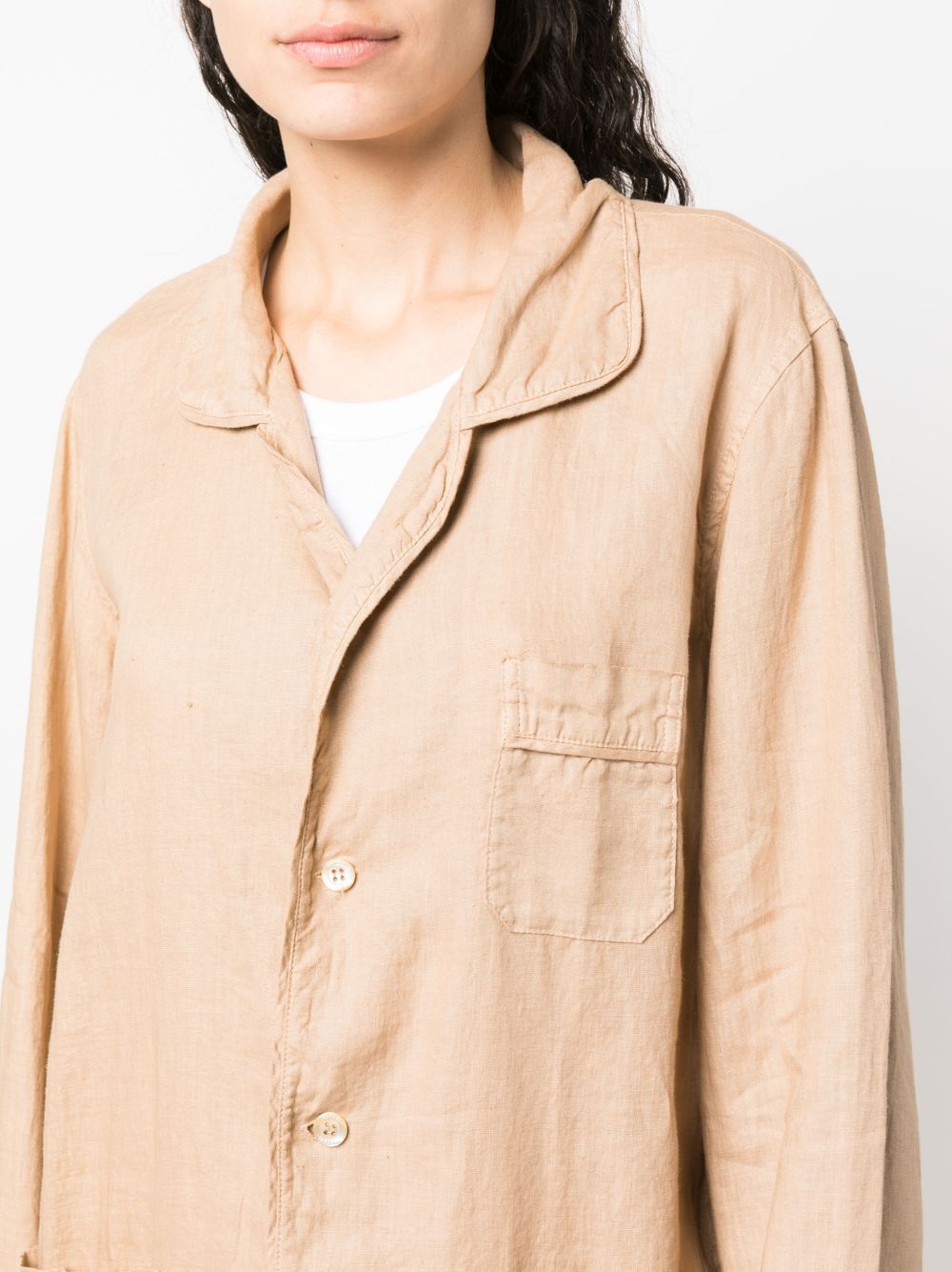 Shop Aspesi Linen Shirt Jacket In Neutrals