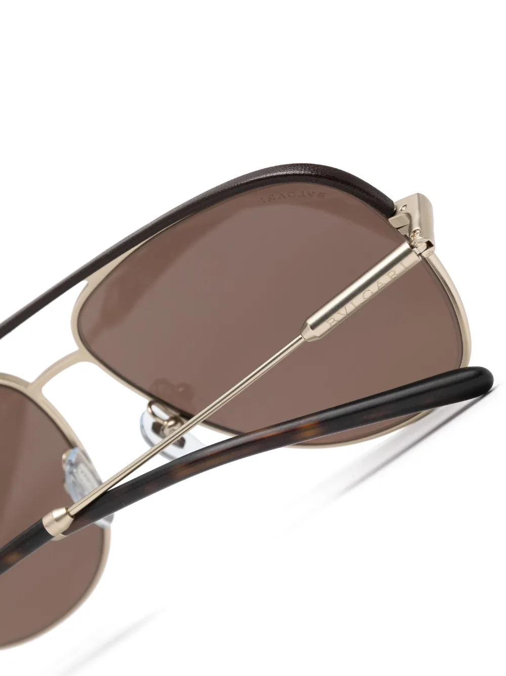 Shop Bvlgari Round-frame Straight-arm Sunglasses In Brown