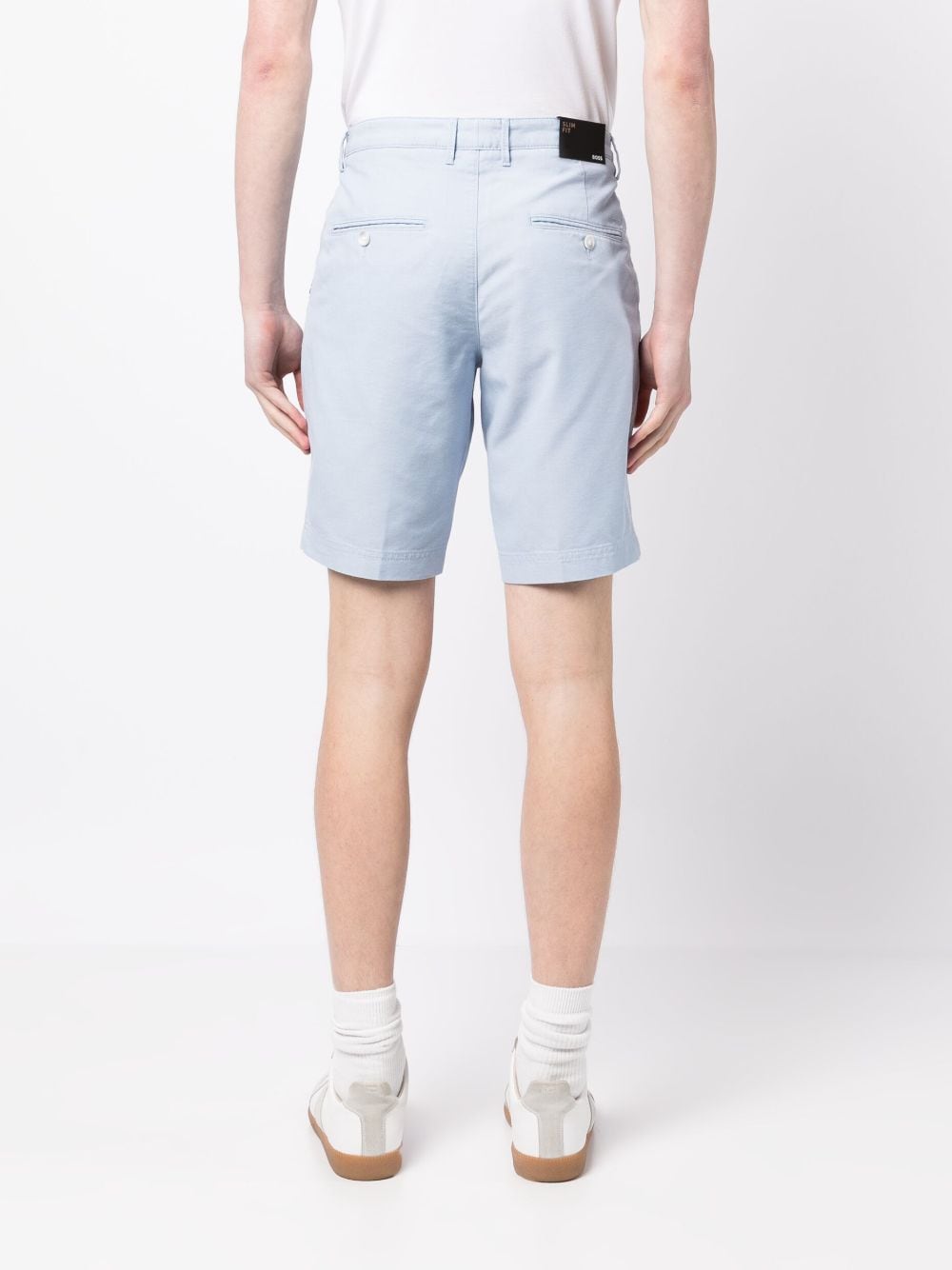 Shop Hugo Boss Cotton-blend Tailored Shorts In Blue