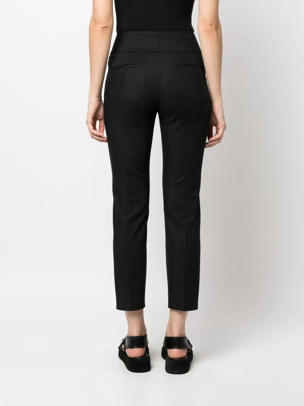 Shop Peserico Cropped Slim-fit Trousers In Black