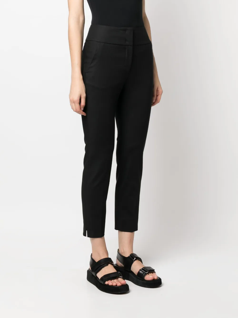 Shop Peserico Cropped Slim-fit Trousers In Black