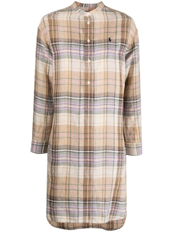 Polo Ralph Lauren Plaid Linen Shirt Dress - Farfetch