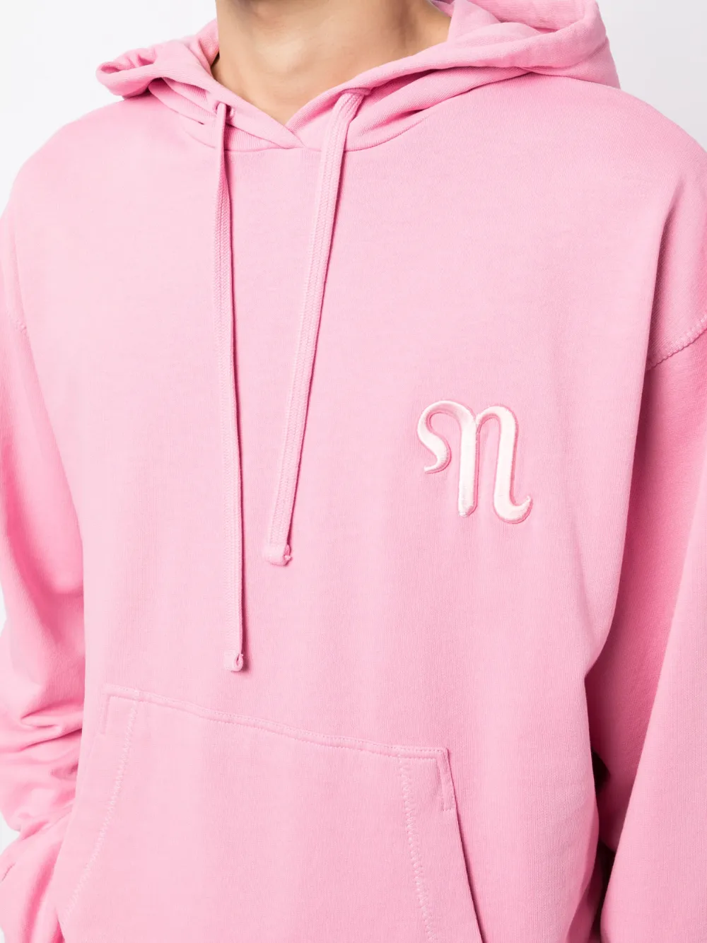 Nanushka Logo-embroidered Organic Cotton Hoodie In Pink