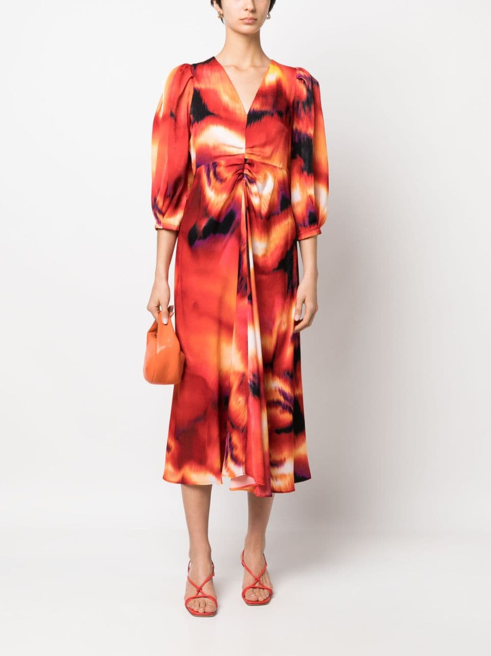 DKNY Midi-jurk met abstracte print - Rood