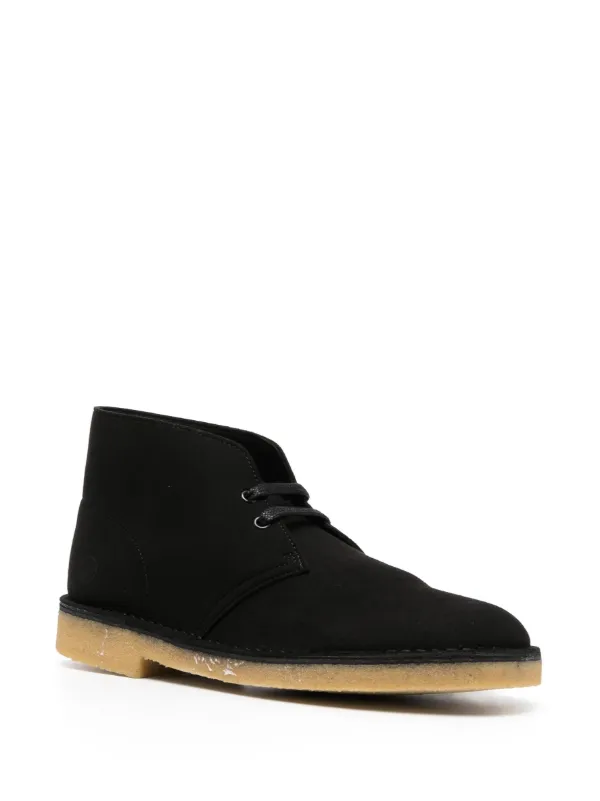 Clarks Desert Leather Lace Up Boots Black