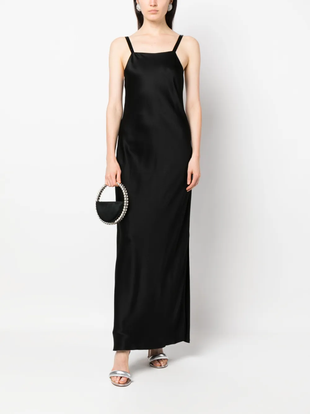Antonelli Maxi-jurk met vierkante hals - Zwart