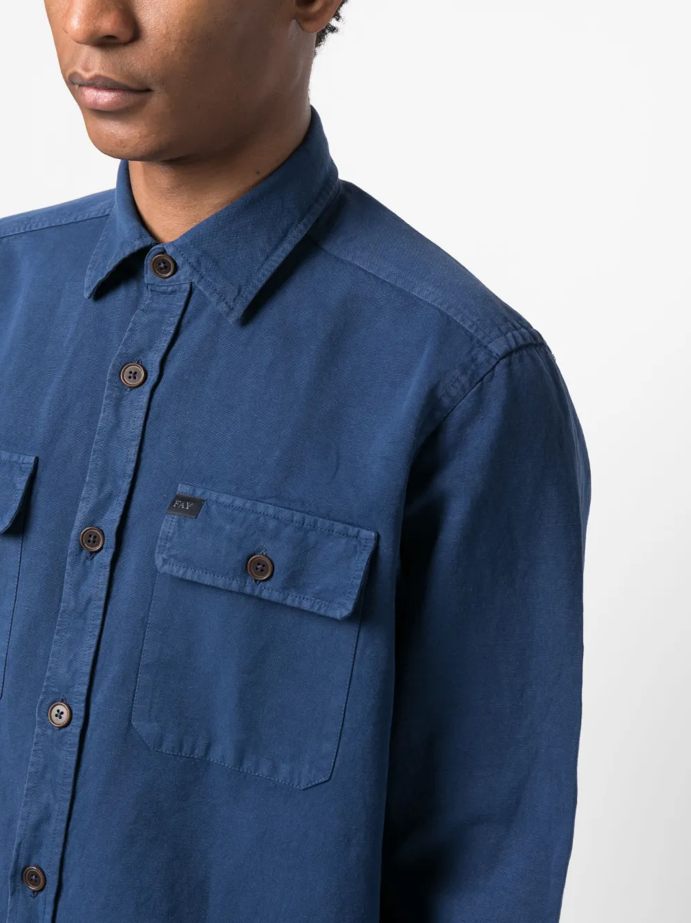 Fay Kids Overhemd met geborduurd logo Blauw